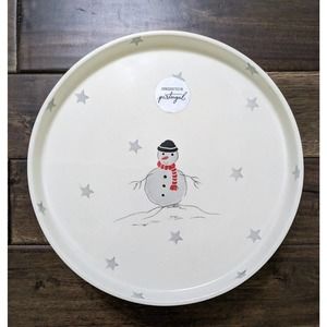 Large Farval Portugal White Cake Server Stand Pedestal Snowman Christmas New